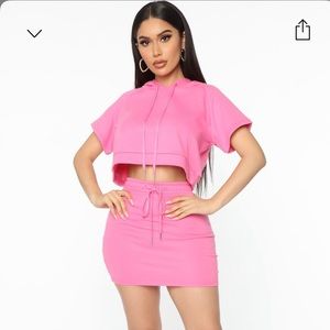 NWT Hot Pink Lounge Skirt Set